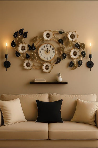 Artisan Gold Leaf & Petal Clock (48 x 23.5 Inches)